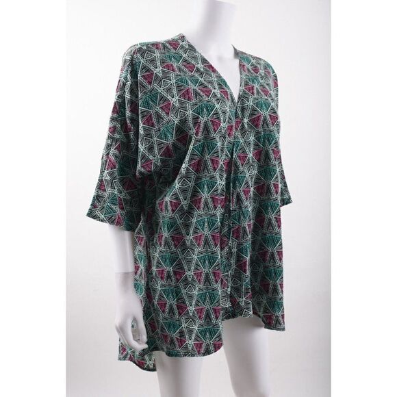 LulaRoe Womens Lindsay Kimono Swim Coverup Shawl S 0-2-4-6-8 Triangle Print - Picture 2 of 6